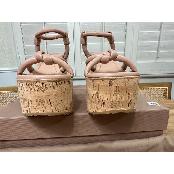 Gianvito Rossi Leather Wedge Sandals Nappa Peach Size 8 US 38 EU NIB Platforms - Picture 8 of 14